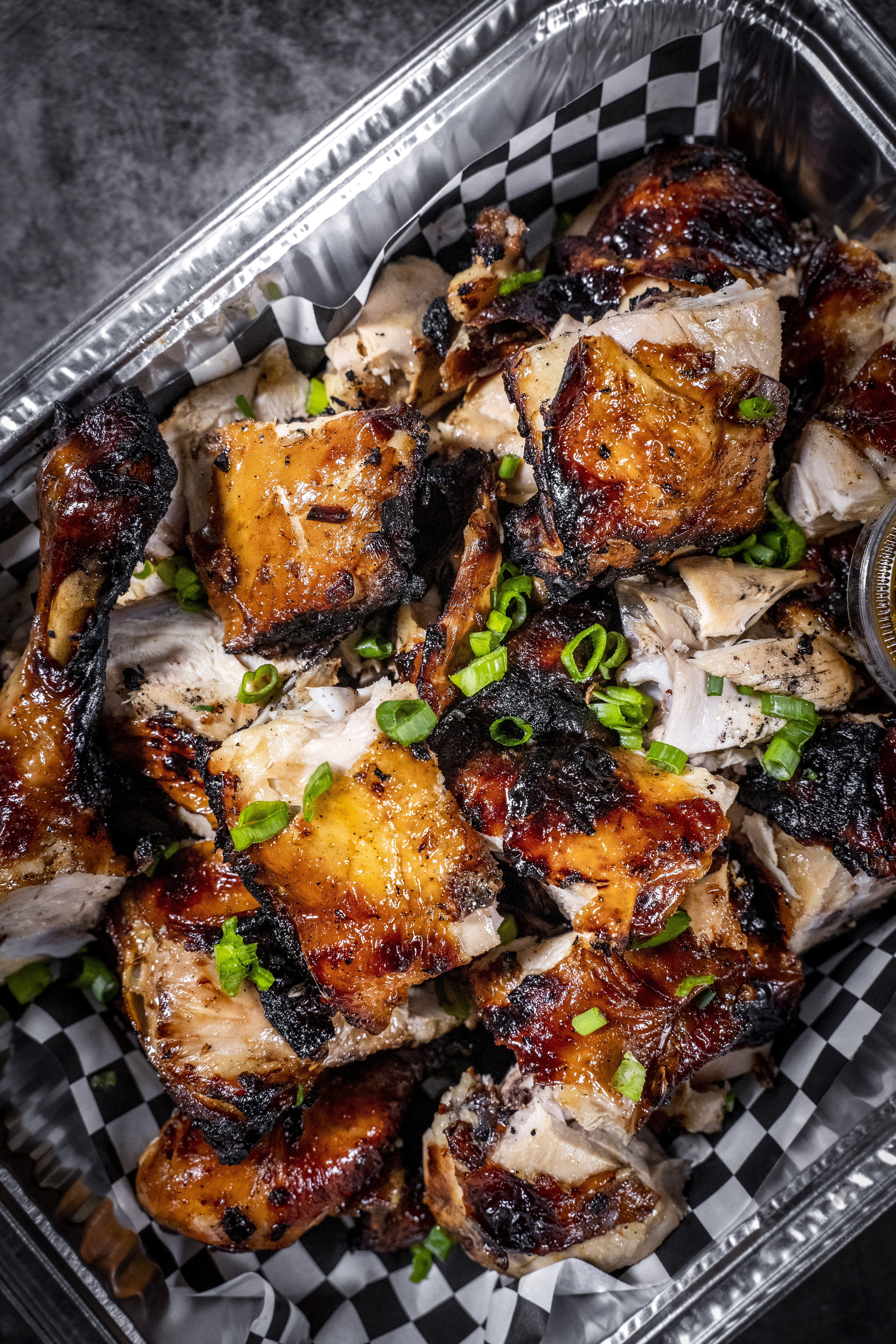 BBQ chicken close-up with char marks